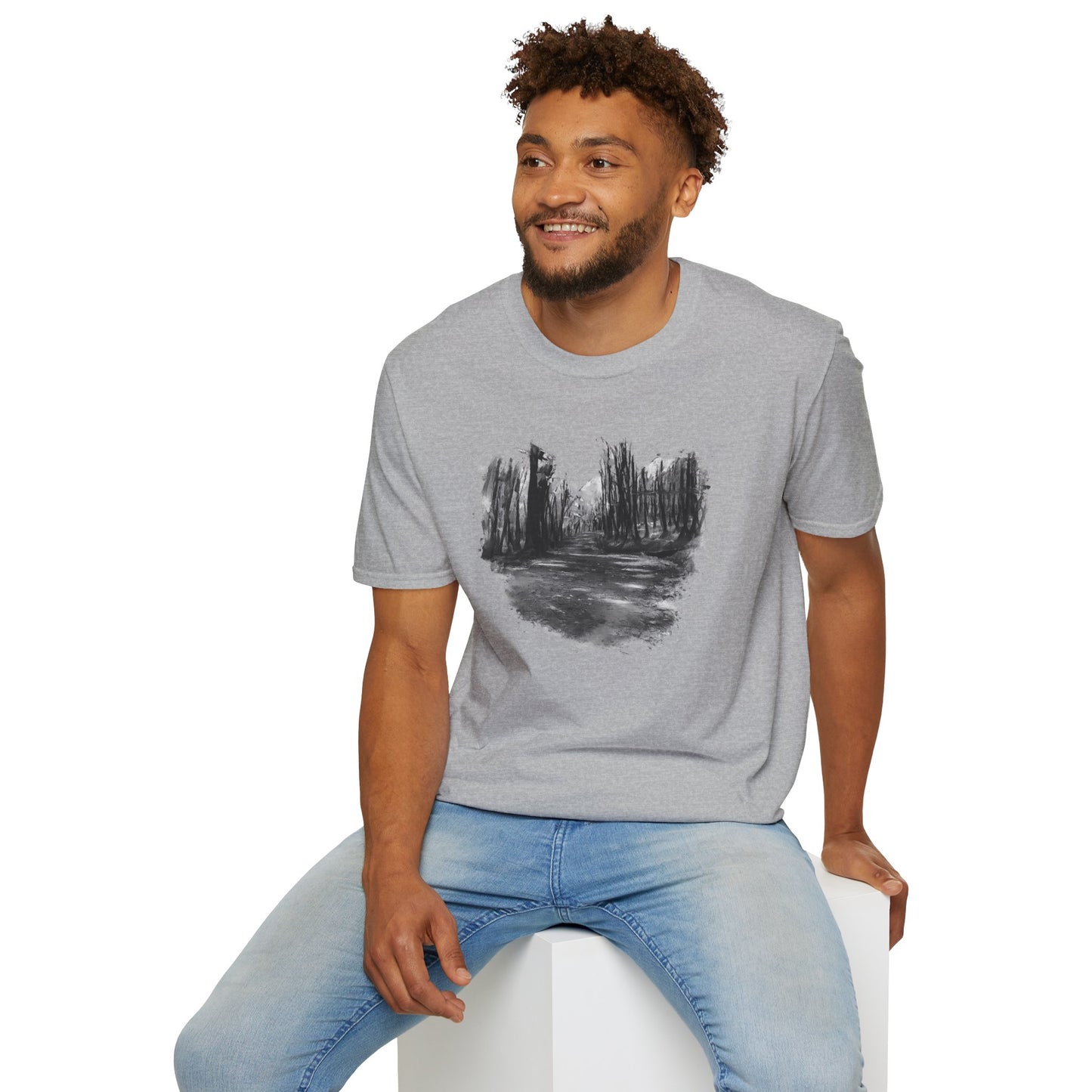 Minimalist Nature-Inspired Unisex Softstyle T-Shirt, Casual Wear, Everyday Style, Gift for Nature Lovers, Eco-Friendly Fashion