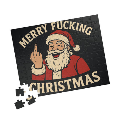 Merry Fucking Christmas Puzzle | Santa Middle Finger Holiday Jigsaw - TRV