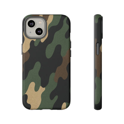 Military green camo tough phone case by Printify, rugged protective cover for smartphones with durable military-style design.