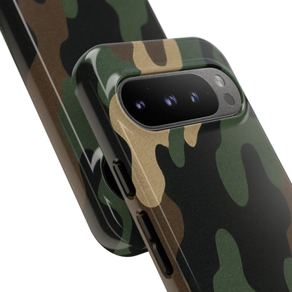 Military green camo tough phone case by Printify, rugged protective cover for smartphones with a durable design.