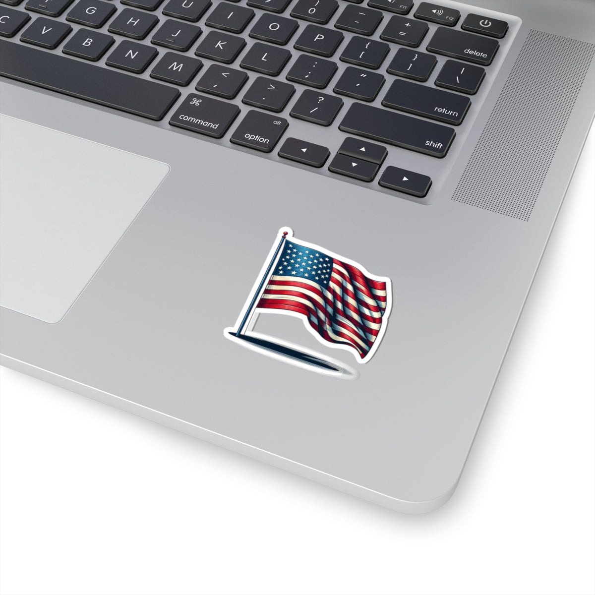 American Flag Kiss-Cut Sticker — Waving USA Decal for Laptops, Cars & Water Bottles