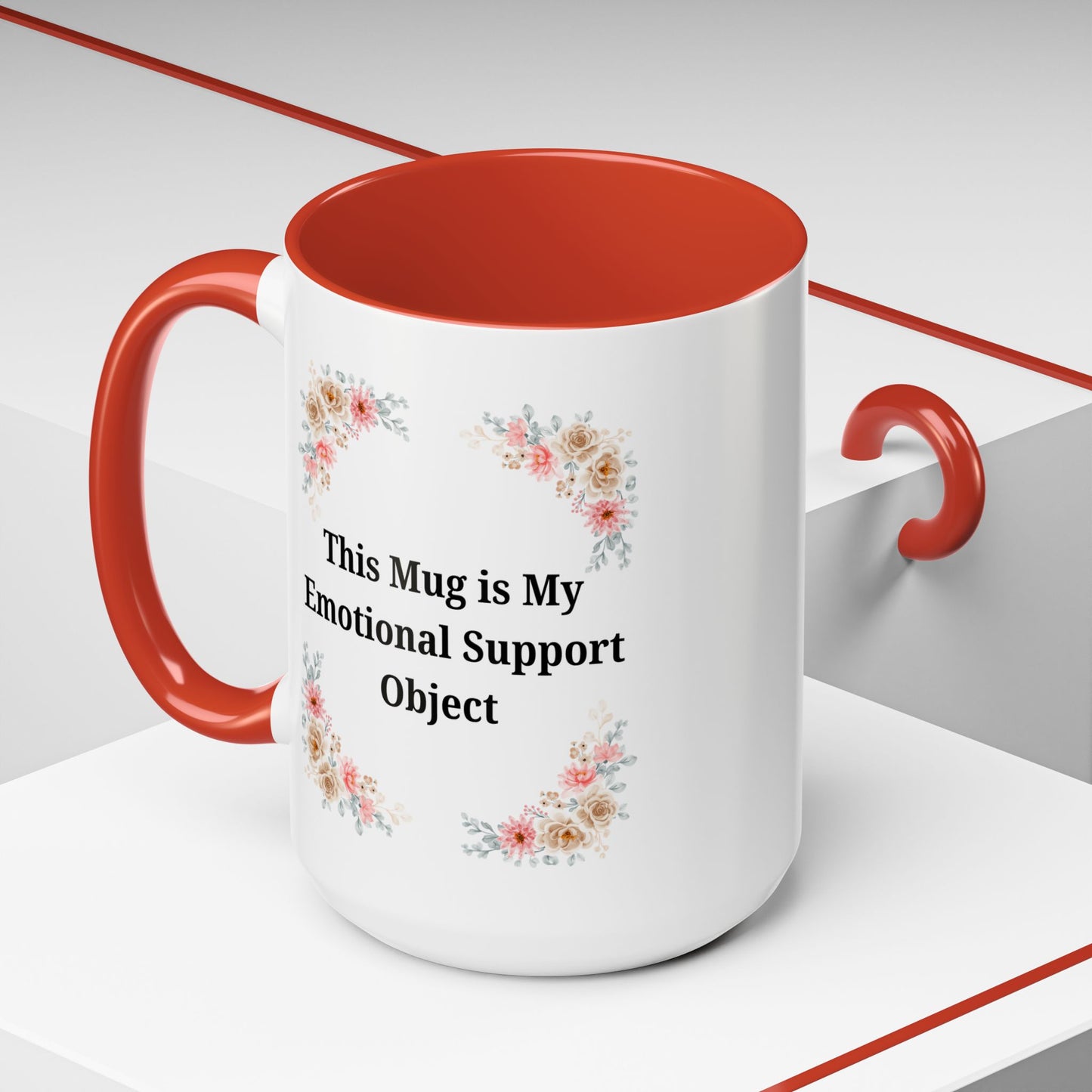 Floral Emotional Support Coffee Mug, Coffee Lover Gift, Funny Mug, Self-Care Necessity, Floral Design Mug, Unique Gift for Friends