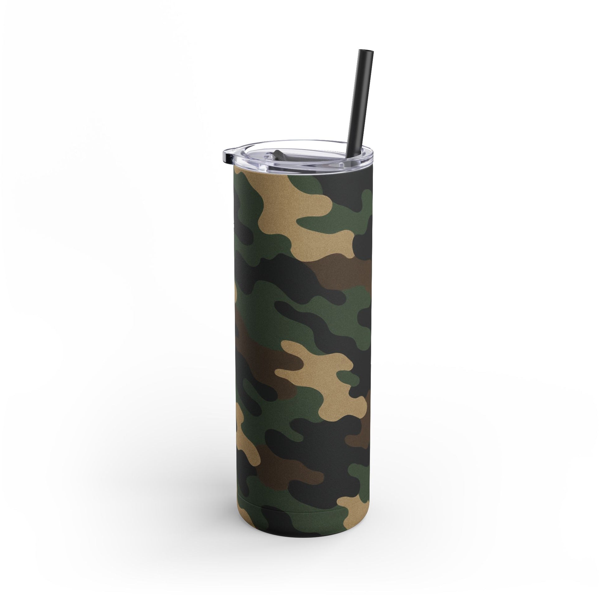 Camouflage Skinny Tumbler | 20oz Camo Travel Cup, Reusable Drinkware, Outdoor Adventure Gift, Eco-Friendly Holiday Mug - TRV