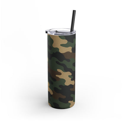 Camouflage Skinny Tumbler | 20oz Camo Travel Cup, Reusable Drinkware, Outdoor Adventure Gift, Eco-Friendly Holiday Mug - TRV