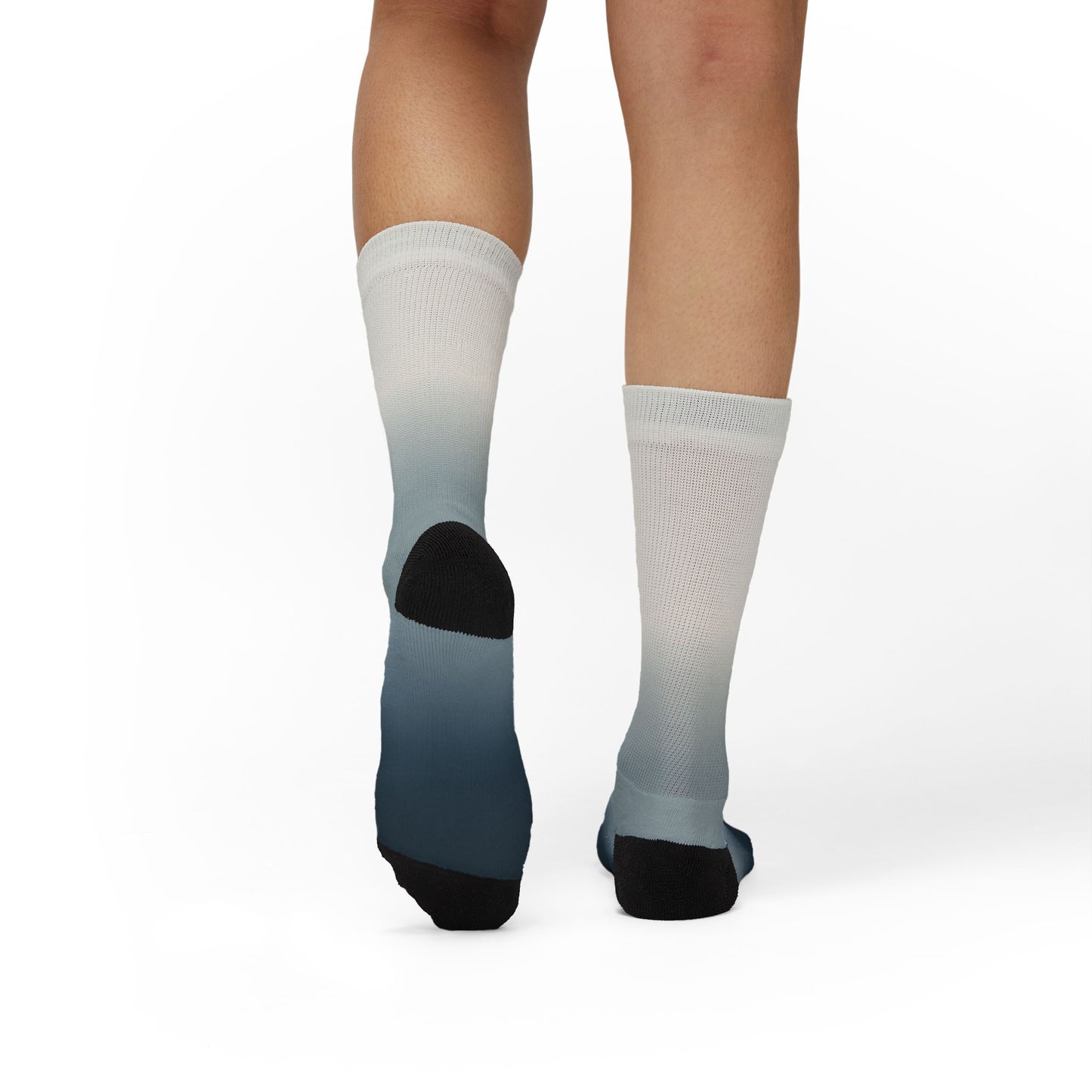 Blue Gray Ombre Sublimation Socks | Gradient Crew Socks