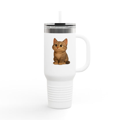 Cute Cat Insulated Travel Mug, Perfect for Pet Lovers, 40oz Coffee Cup, Travel Tumbler, Gift for Cat Lovers, Customizable Mug - TRV