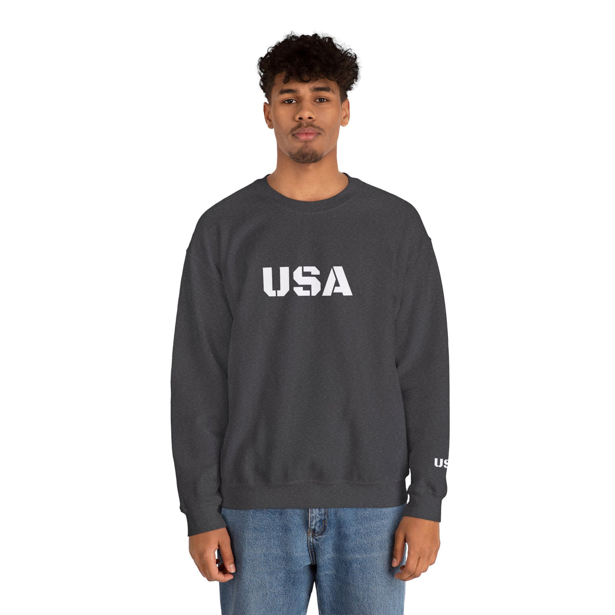 Printify USA crewneck sweatshirt featuring a patriotic design, perfect for casual wear and seasonal comfort.