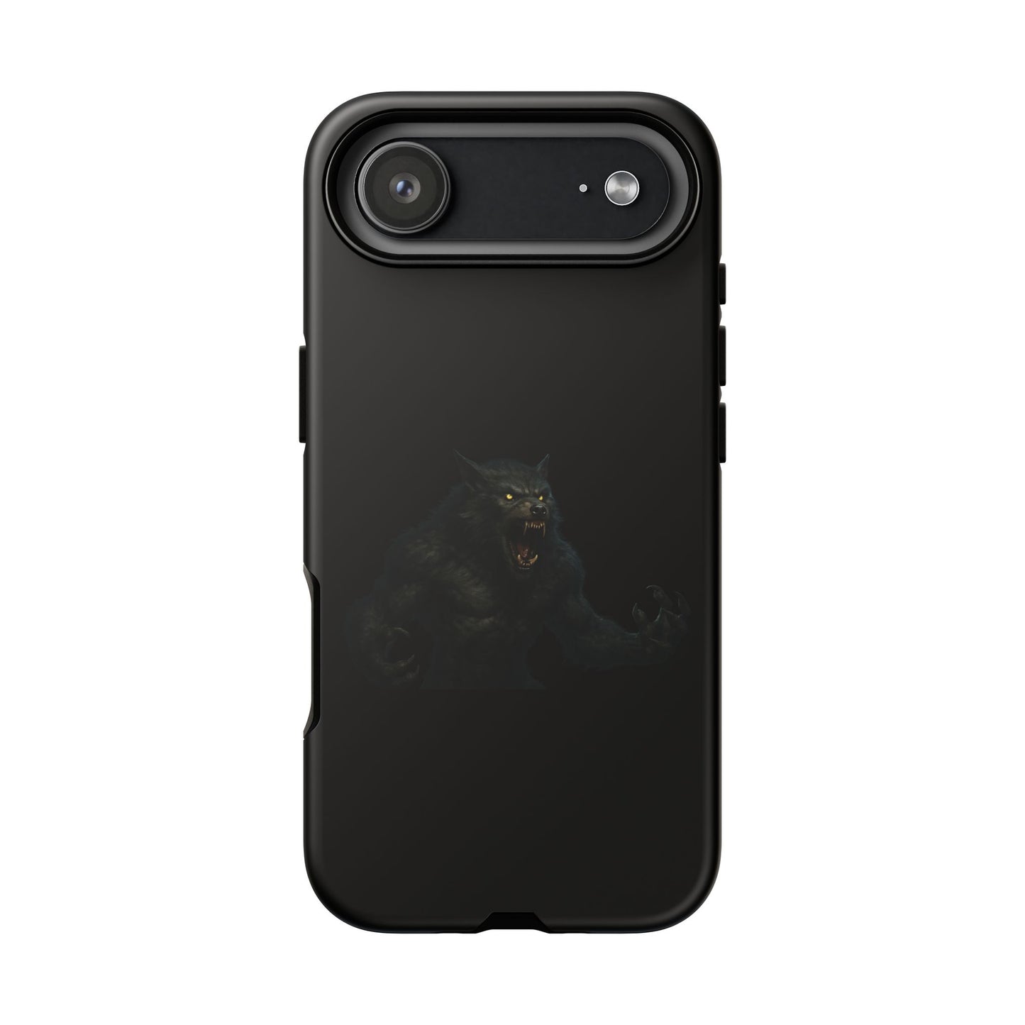 Dark monster graphic werewolf phone case by Printify, tough protective case designed for smartphones with a fierce, detailed werewolf illustration.
