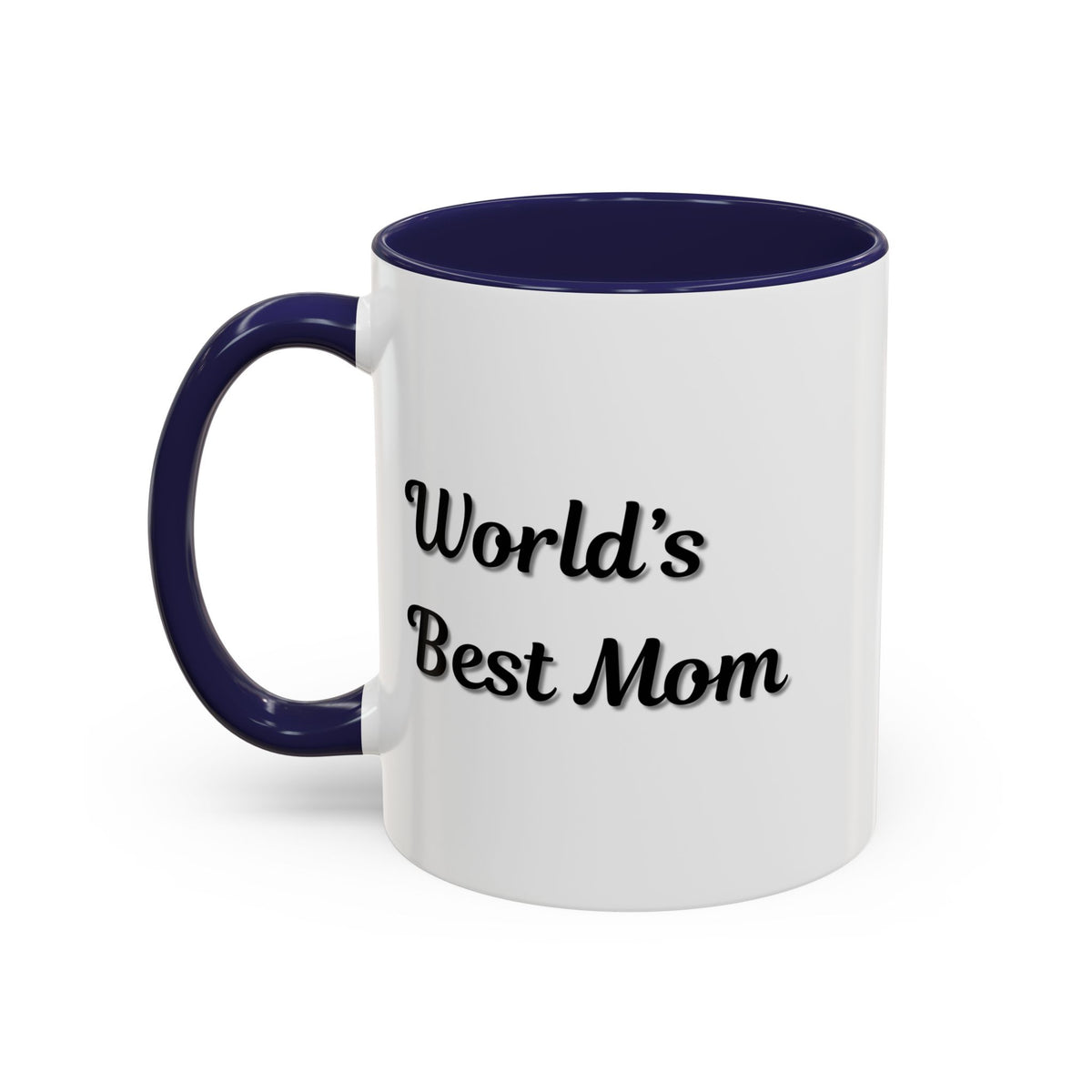 Black-trim ceramic mug with "World's Best Mom" accent text, ideal as a Mother's Day gift from Printify.