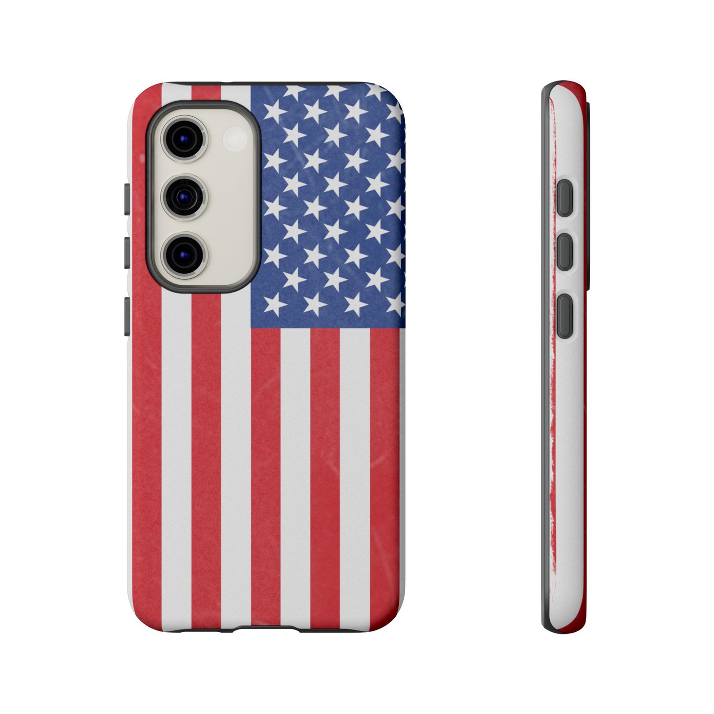 Durable American flag phone case for iPhone by Printify, featuring a patriotic design and rugged protection.
