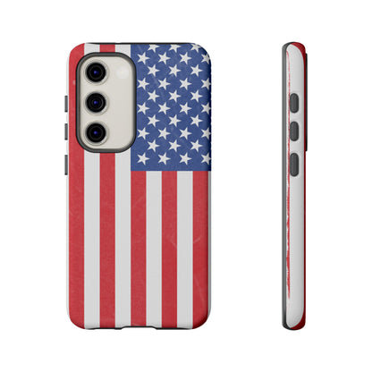 Durable American flag phone case for iPhone by Printify, featuring a patriotic design and rugged protection.
