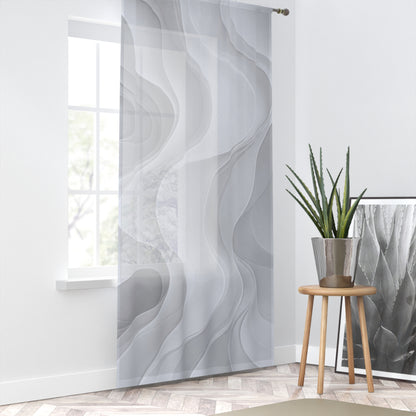 Abstract Gray Wave Window Curtain | Sheer Modern Drapery