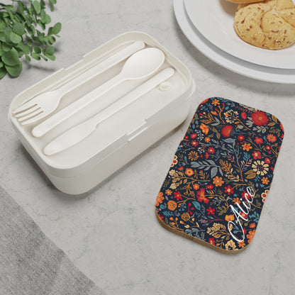 Floral Personalized Bento Lunch Box, Custom Meal Prep Container, School Lunch Idea, Eco-Friendly Snack Box, Gift for Kids, Cute Food Storage - TRV