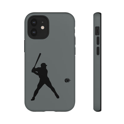 Black baseball silhouette tough phone case for iPhone, protective sporty design, durable Printify iPhone cover on a clear background.