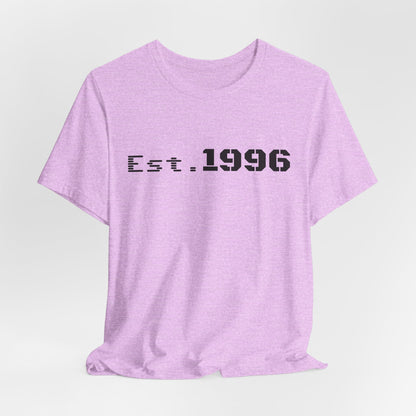 Vintage Est. 1996 T-shirt by Printify featuring a classic design, perfect as a birthday gift celebrating a birth year.