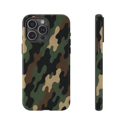 Camouflage tough phone case by Printify showing a rugged camo design for durable smartphone protection.