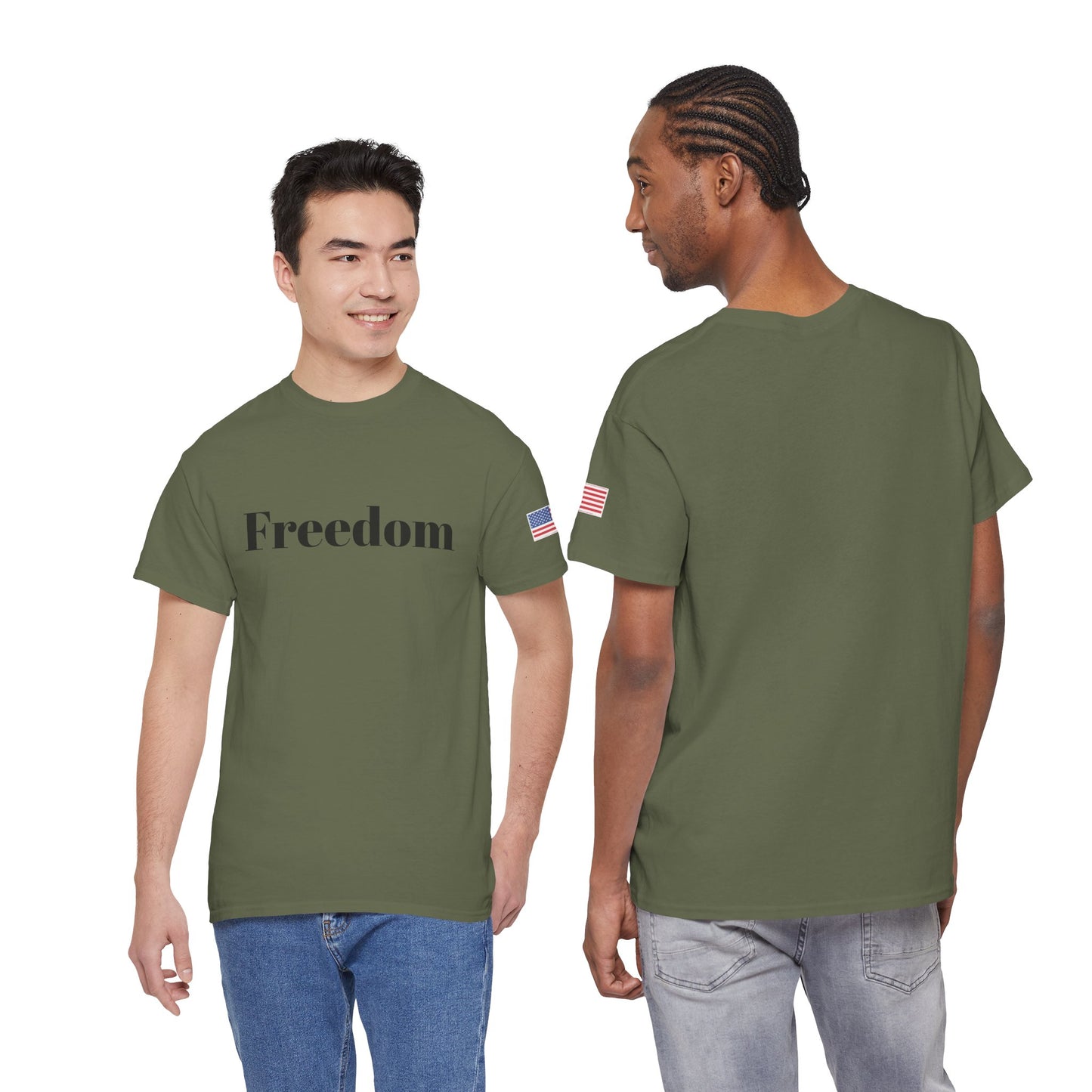 Freedom script tee | T-Shirt, American flag sleeve - TRV