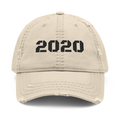 Distressed Dad Hat with 2020 Embroidery, Trendy Vintage Hat, Casual Cap for Dad, Perfect Gift for Father's Day, Unisex Style - TRV