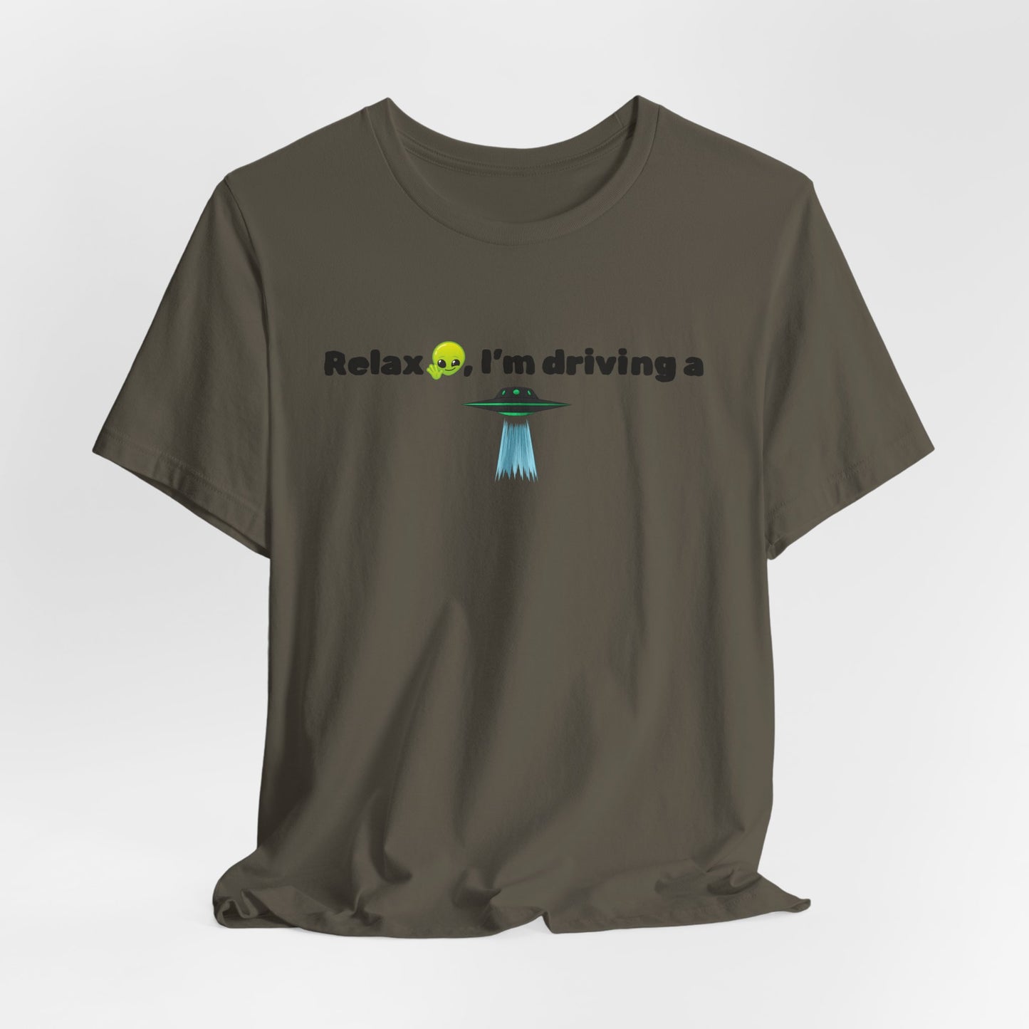 Alien Driving Unisex Tee - Fun Casual Shirt, Gifts for UFO Lovers, Quirky Humor T-Shirt, Perfect for Road Trips, Unique Birthday Present