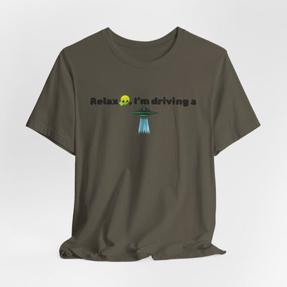 Alien Driving Unisex Tee - Fun Casual Shirt, Gifts for UFO Lovers, Quirky Humor T-Shirt, Perfect for Road Trips, Unique Birthday Present