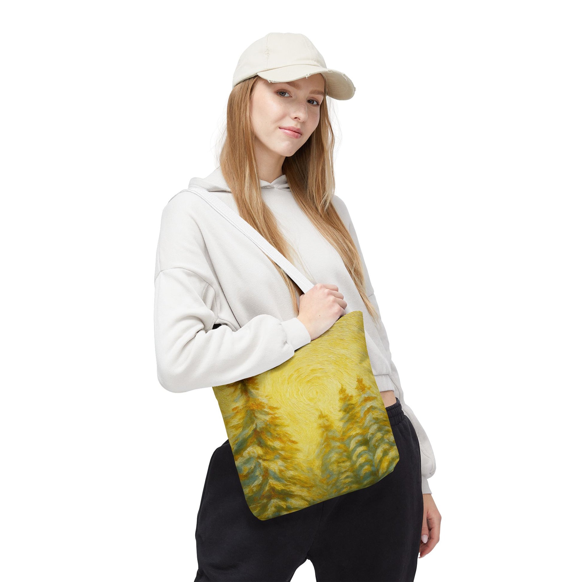 Eco-friendly canvas tote bag with abstract artistic design, perfect for beach or casual carry, by Printify.