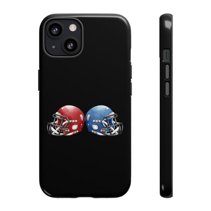 Red and blue football helmet tough phone case for iPhone, durable protective cover with football design from Printify.