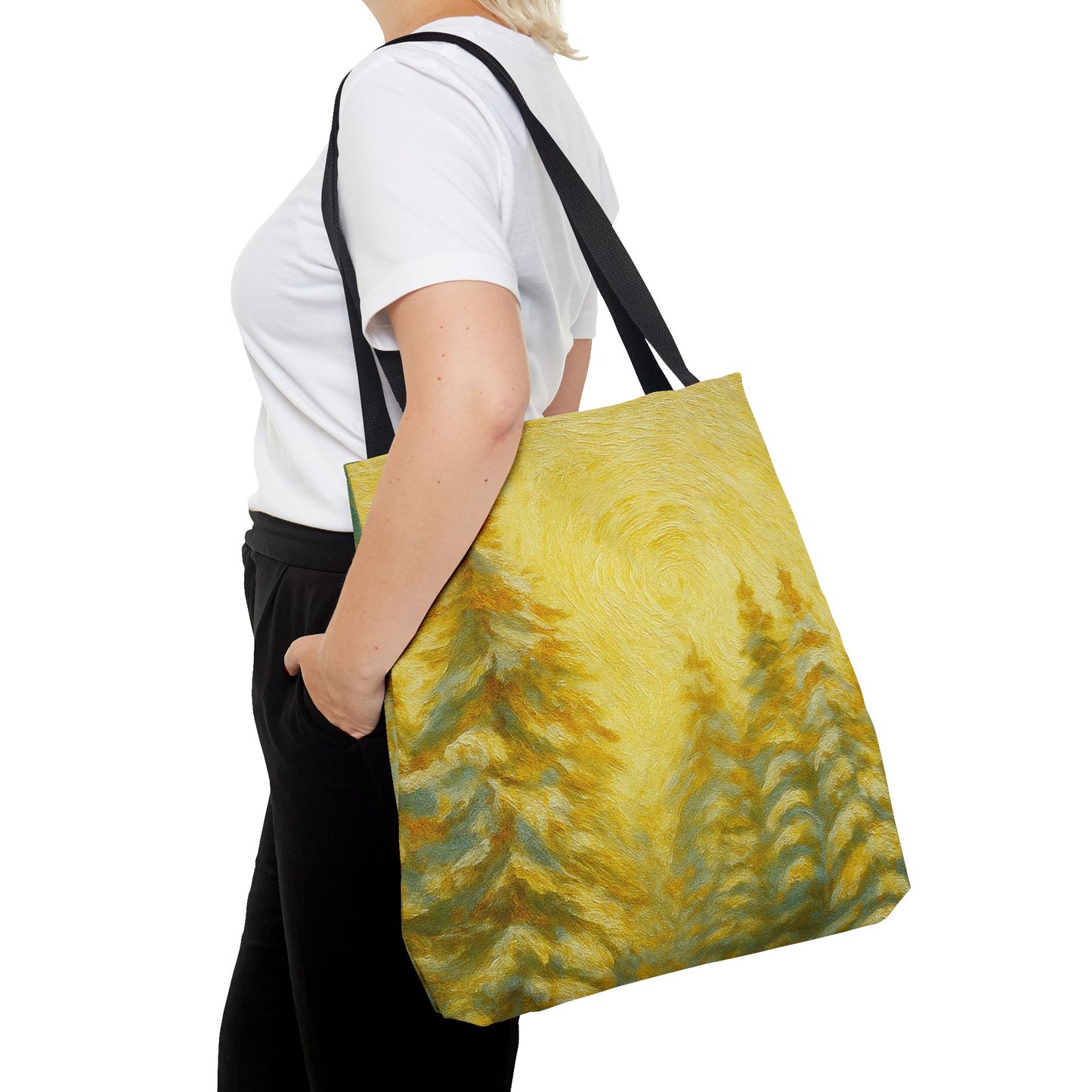 Eco-friendly canvas tote bag with abstract artistic design, perfect for beach or everyday use, by Printify.