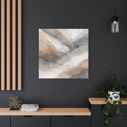 Neutral Abstract Watercolor Waves Canvas