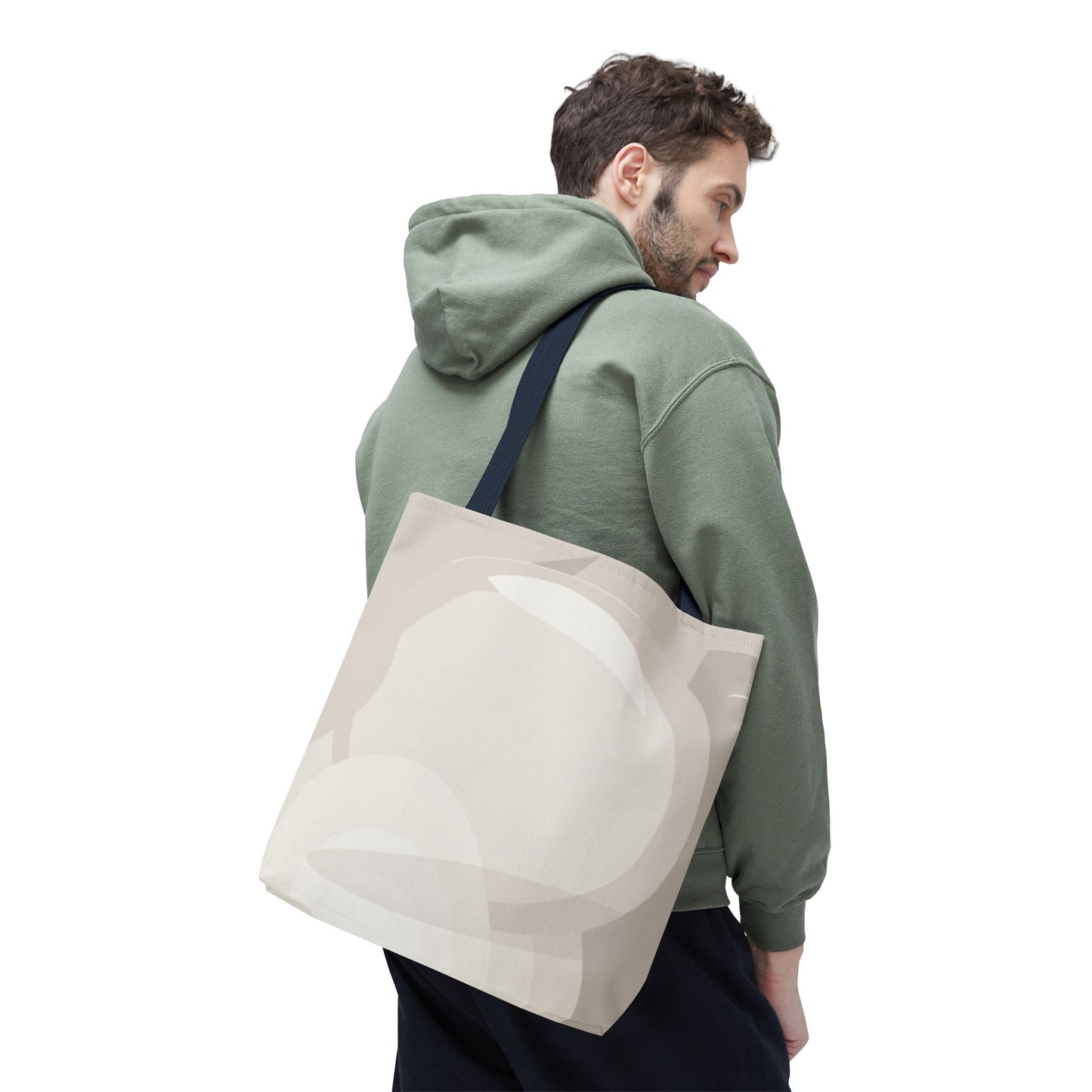 Neutral Abstract Circle Pattern Tote Bag | Minimal Beige AOP Canvas