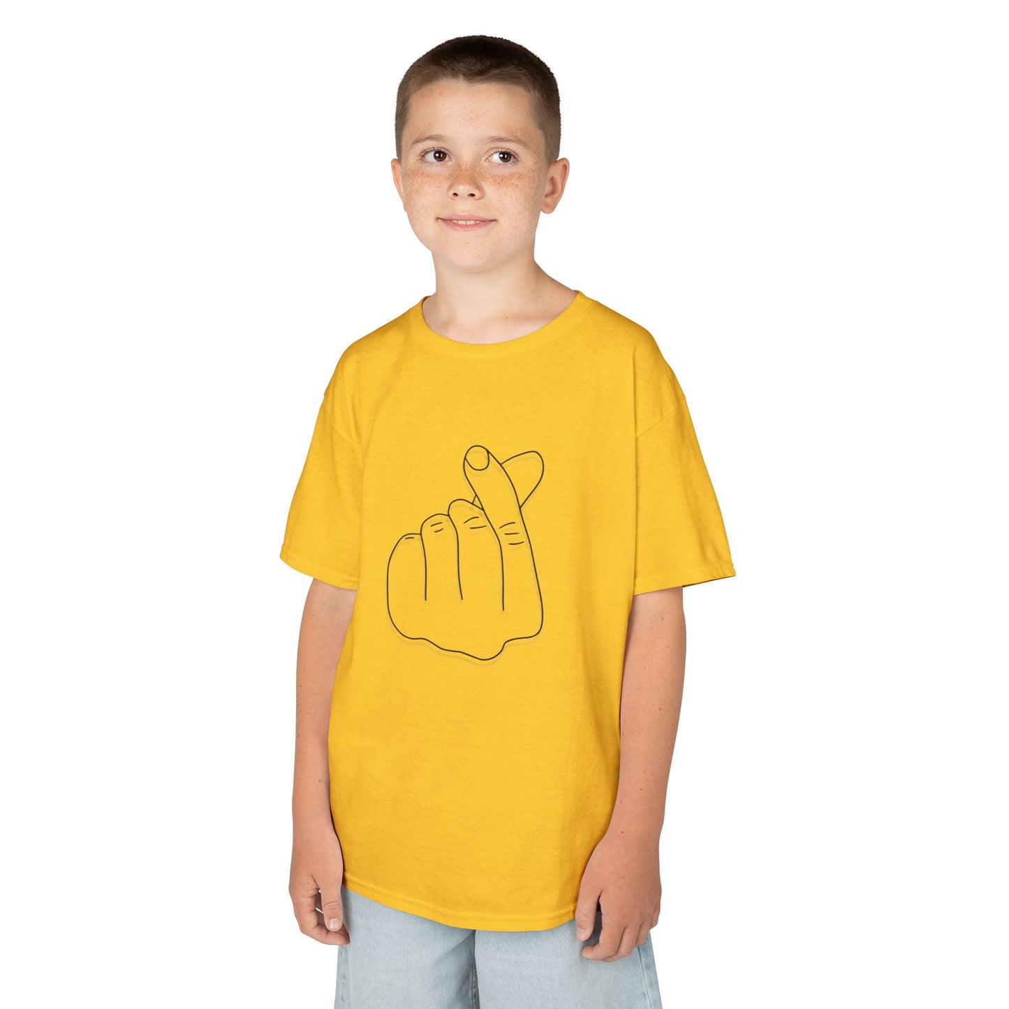 Cute Kids Heavy Cotton Tee - K-Pop Inspired Love Gesture