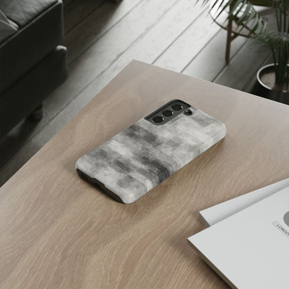 Abstract gray grid phone case for iPhone, tough protective cover with modern geometric design by Printify.
