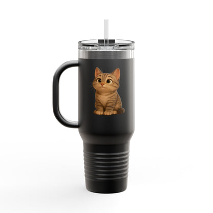 Cute Cat Insulated Travel Mug, Perfect for Pet Lovers, 40oz Coffee Cup, Travel Tumbler, Gift for Cat Lovers, Customizable Mug - TRV