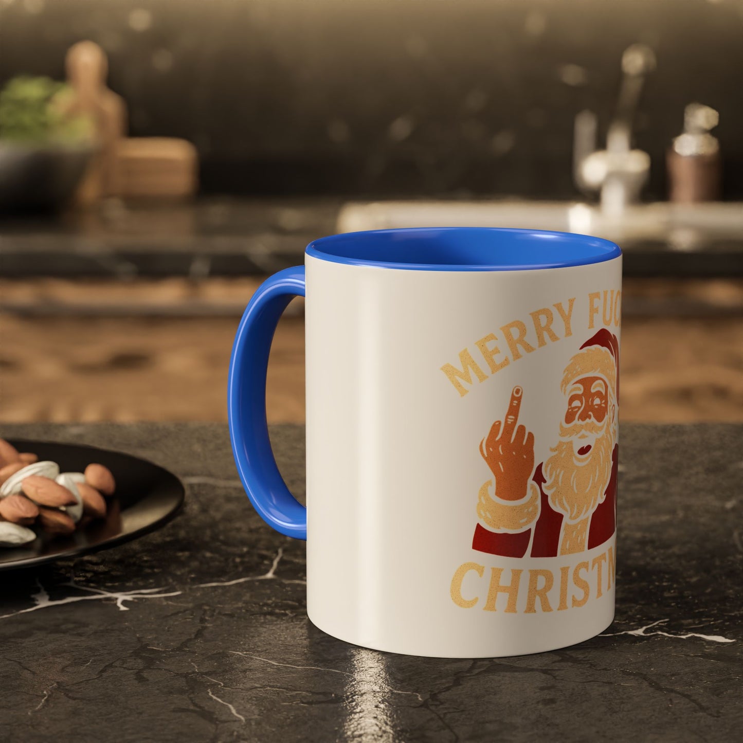 Merry Fucking Christmas Mug — Funny Santa Middle Finger Coffee Cup (11oz & 15oz)