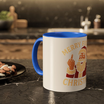 Merry Fucking Christmas Mug — Funny Santa Middle Finger Coffee Cup (11oz & 15oz)