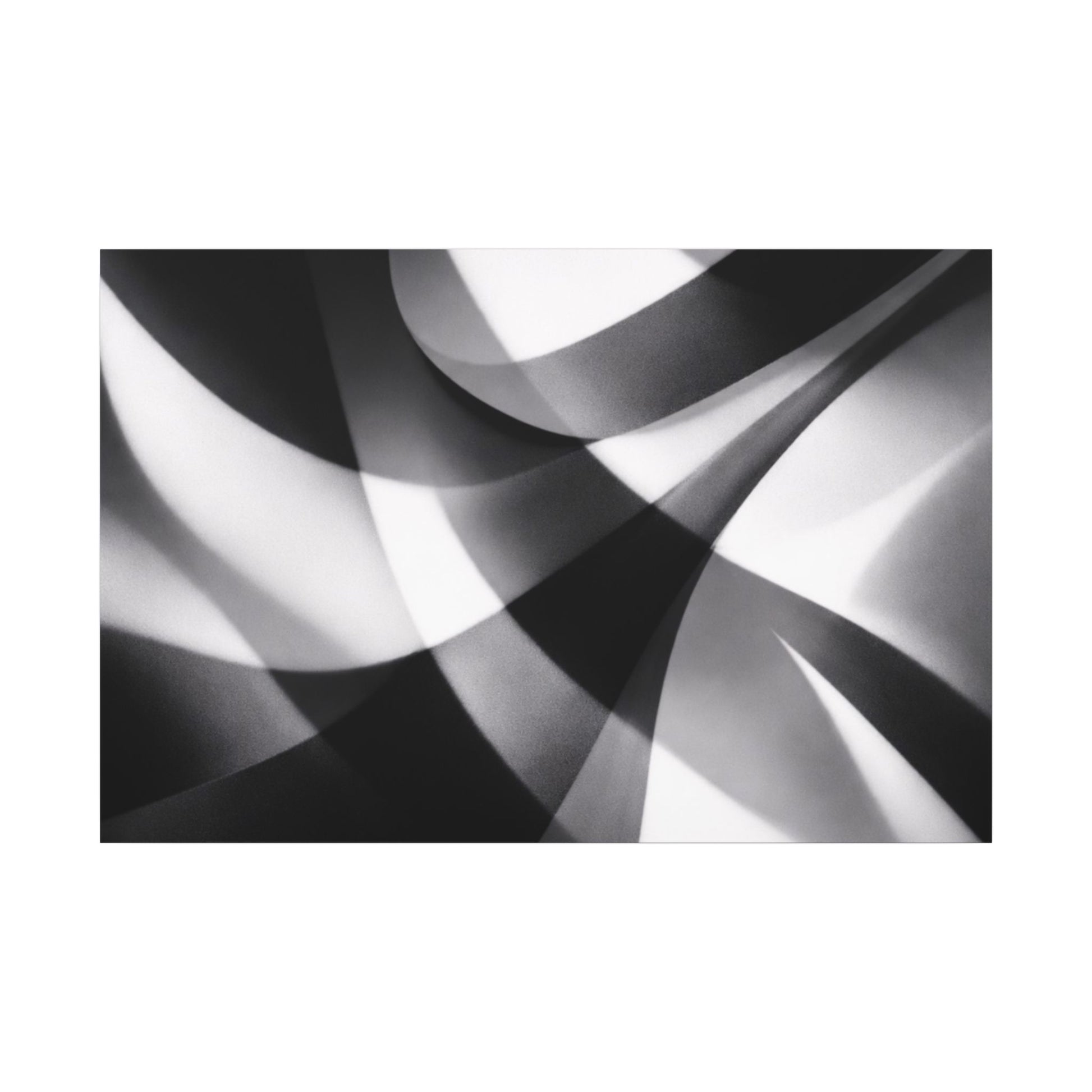 Abstract black and white swirl matte canvas print by Printify, featuring bold swirling patterns on textured canvas.