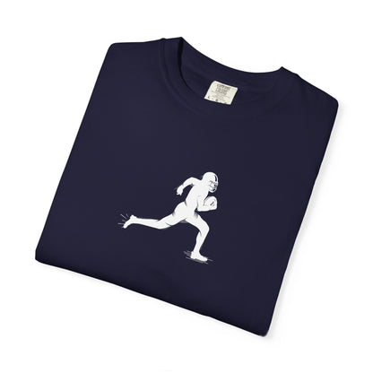 Sporty Unisex Garment-Dyed T-Shirt with Football Player Graphic, Activewear, Casual Wear, Gift for Runners, Fitness Apparel, Everyday Style