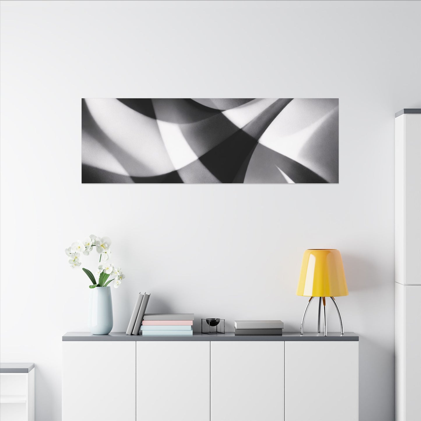 Abstract Black and White Swirl Matte Canvas