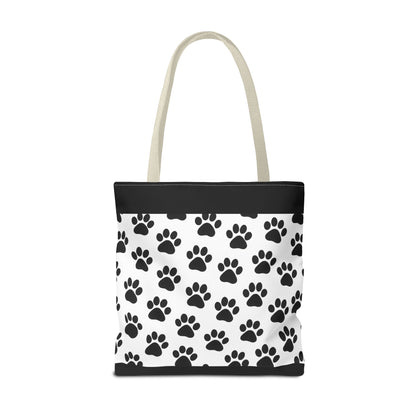 Eco-friendly paw print tote bag by Printify, featuring a stylish carryall design perfect for dog and cat lovers.