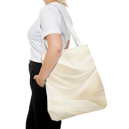 Cream Abstract Waves Tote Bag | Neutral Swirl Pattern