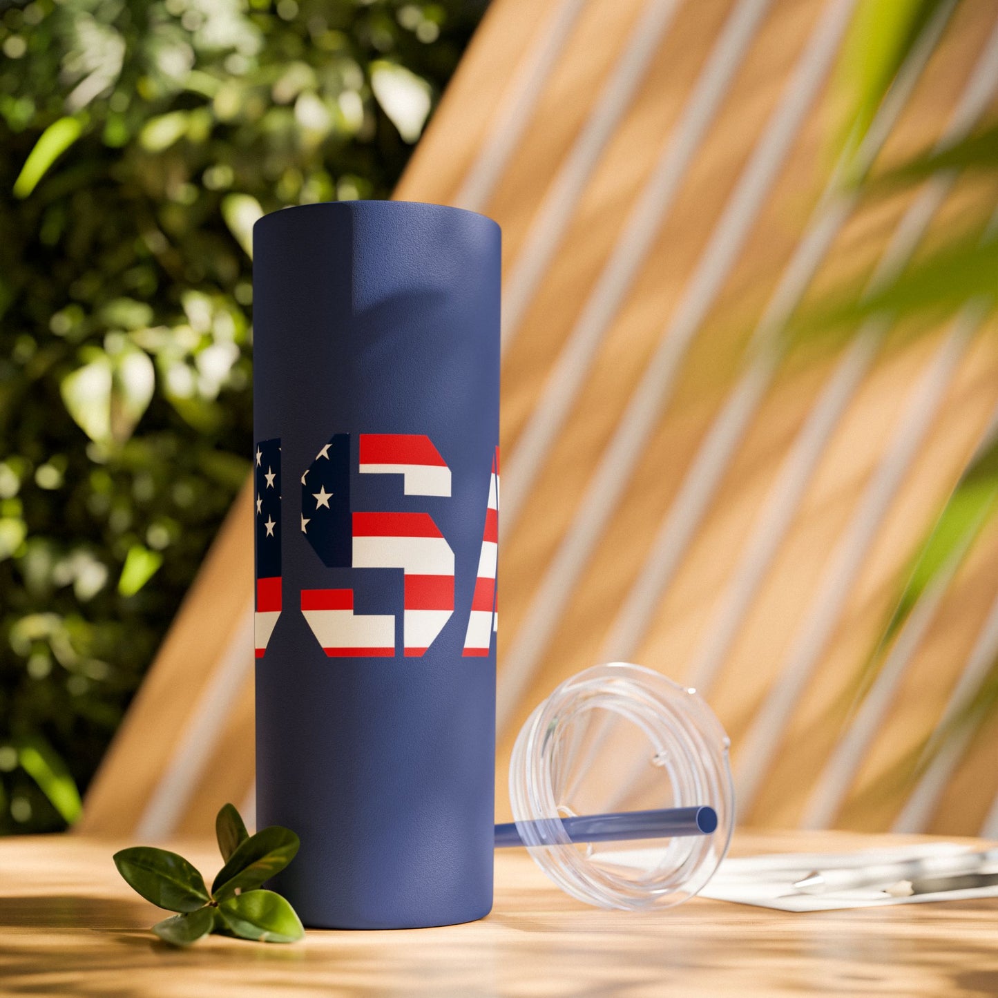 Skinny Tumbler — USA Flag 20oz Straw Tumbler (Patriotic Travel Cup)