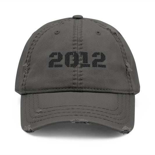 Distressed Dad Hat with 2012 Embroidery, Casual Style Cap, Vintage Look Hat, Gift for Dad, Outdoor Hat, Trendy Accessories - TRV