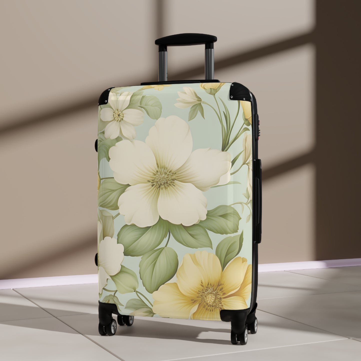 Floral Vintage Carry-On Suitcase — Pastel Dogwood Luggage