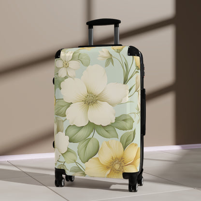 Floral Vintage Carry-On Suitcase — Pastel Dogwood Luggage