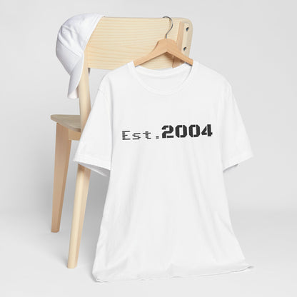 Minimal vintage Est. 2004 T-shirt by Printify featuring a simple design and classic fit, perfect for casual wear.