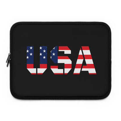 Patriotic Laptop Sleeve, Independence Day Tech Case, USA Flag Electronics Pouch, Work or School Accessory, Holiday Gift, 4th of July Cover - TRV