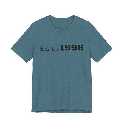 Vintage Est. 1996 T-shirt from Printify featuring a classic design, perfect as a birth year birthday gift.