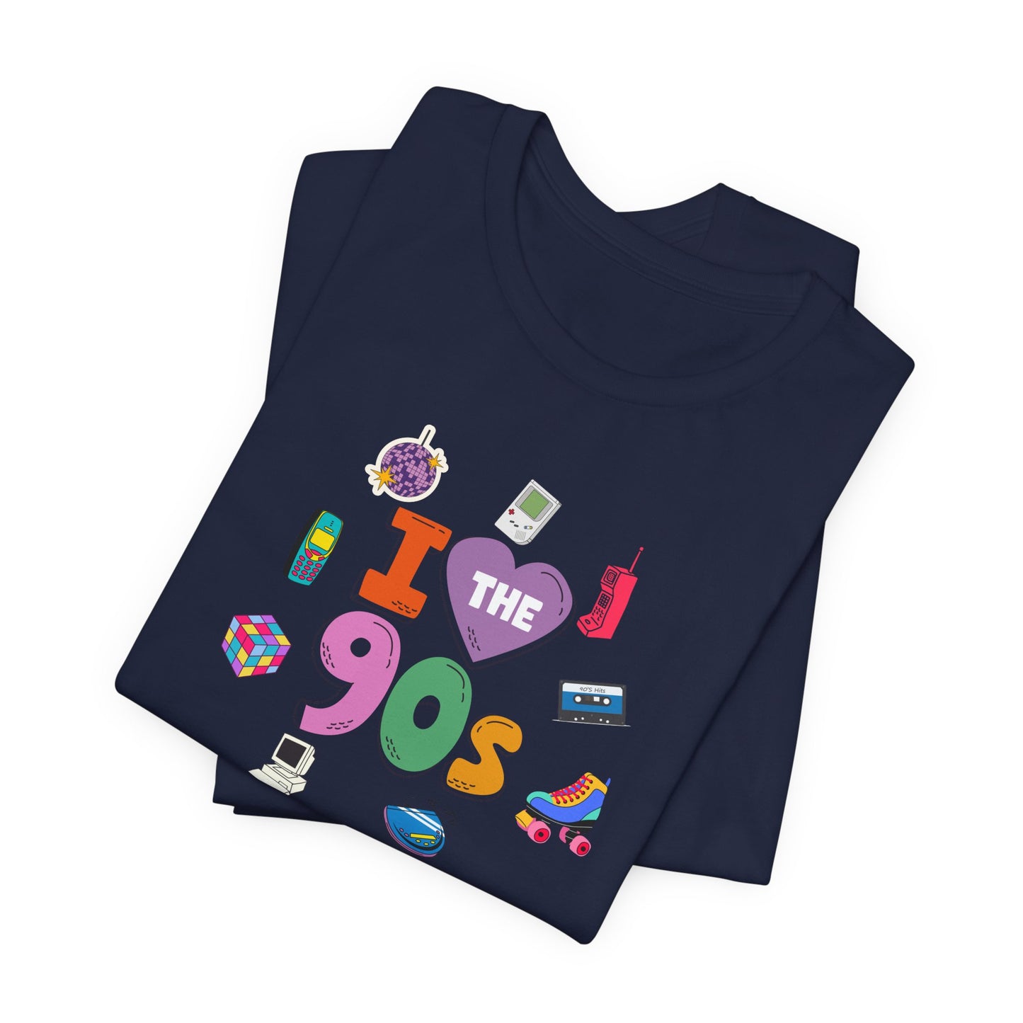 I  Love the 90's Short Sleeve Tee - Retro Graphic Tee, Vintage Style Shirt, Perfect for Casual Outings, 90s Nostalgia Apparel