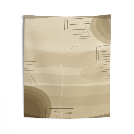 Abstract Earth tapestry wall art featuring neutral tones, boho style, suitable for wall decoration by Printify.