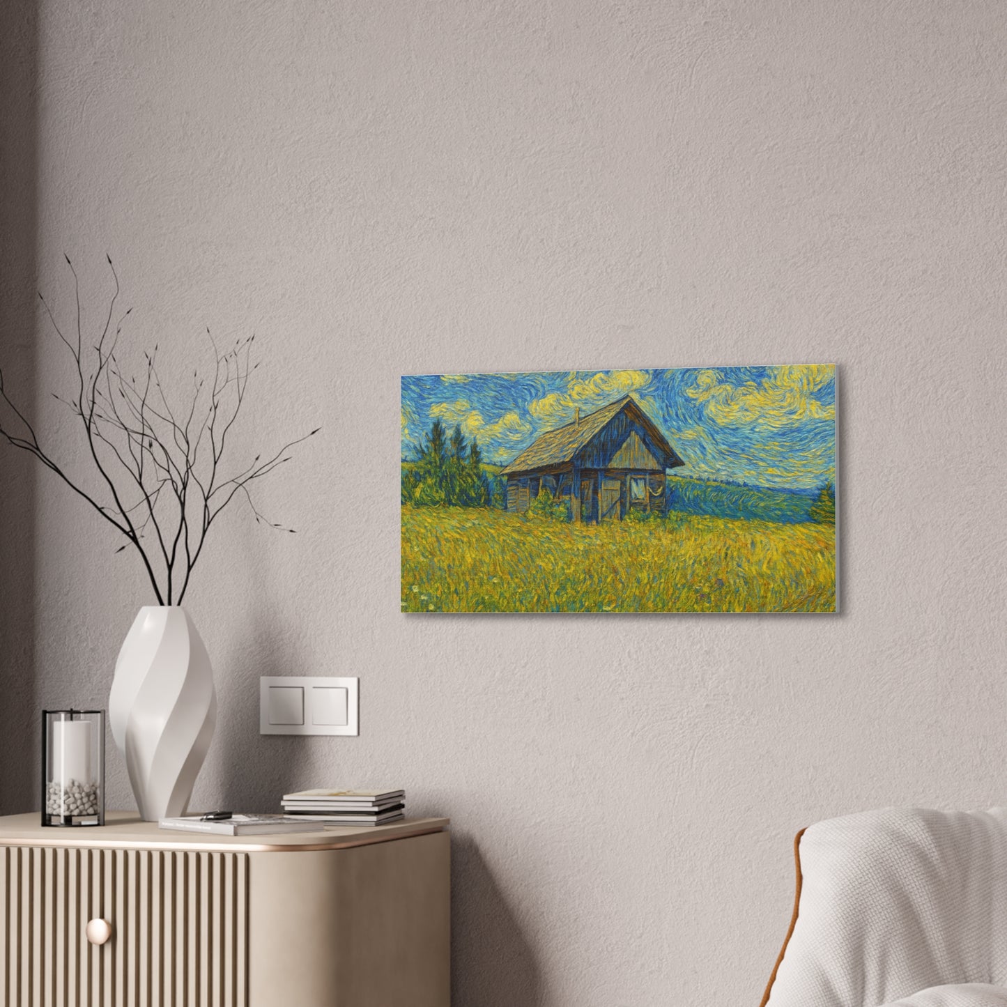 Starry Field Barn Canvas Print