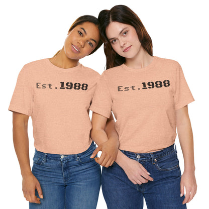 Est. 1988 Unisex Jersey Tee, Vintage Birthday Shirt, Casual Everyday Wear, Gift for Him or Her, Anniversary Celebration Tee